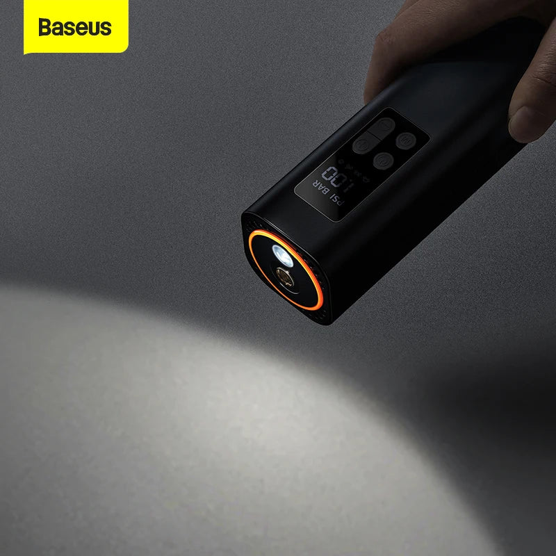 Inflate tires fast with the Baseus Smart Tire Inflator—12V, 150 PSI, LED display & auto shut-off. Perfect for cars, bikes, motorcycles, and emergencies.